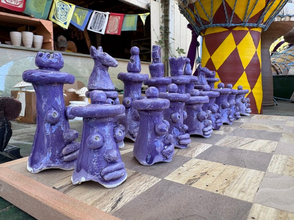 Mushroom chess set made by Barry Crowder a Knoxville craftsman and sculptor